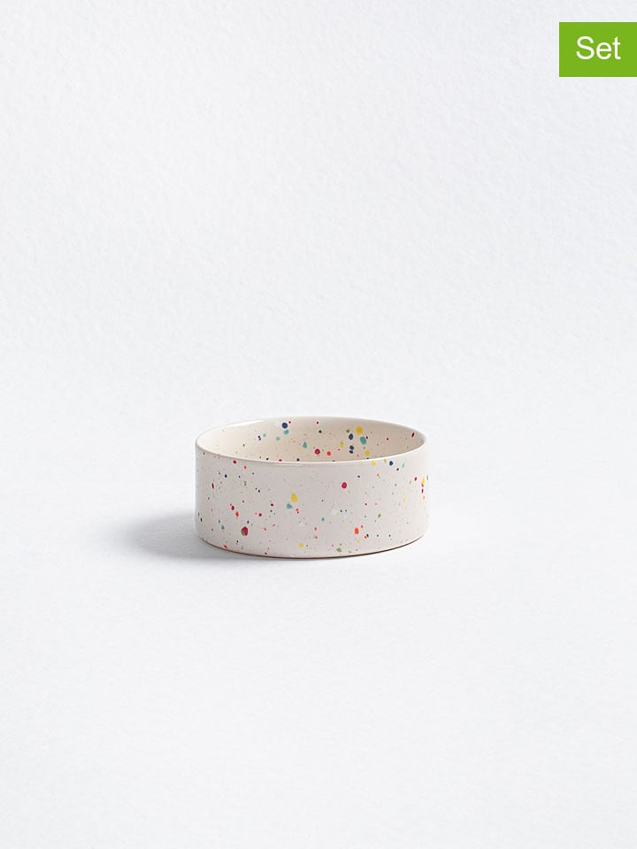Egg Back Home 2er-Set: Tiernäpfe ''New Party'' in Weiß - Ø 14 cm - onesize
