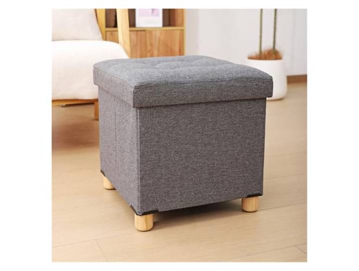 DANNMPX Sitzhocker Wohnzimmer Klappbarer Aufbewahrungshocker Mit Fußstütze Aus Holzbeinen for Das Wohnzimmer Zusätzliche Sitzplätze(Grey)