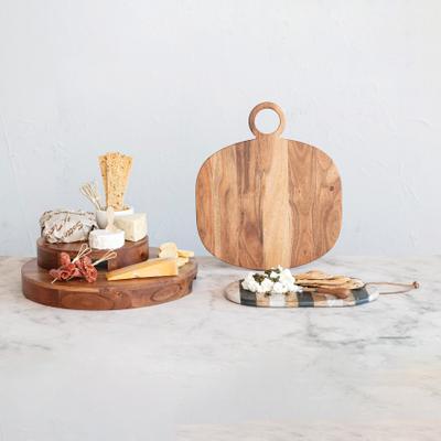 Storied Home "Acacia Wood Cheese and Cutting Board with Handle - 15.8""L x 13.8""W x 0.6""H"