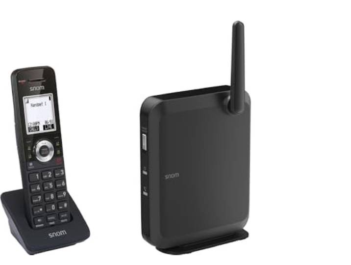 Snom M110 SC Téléphone IP DECT\, Station M100 + Combiné M10\, 00004610 Jusqu'à 10 combinés M10 SC\, 8 comptes SIP\, 6 appels simultanés\, Shared Call Emulation