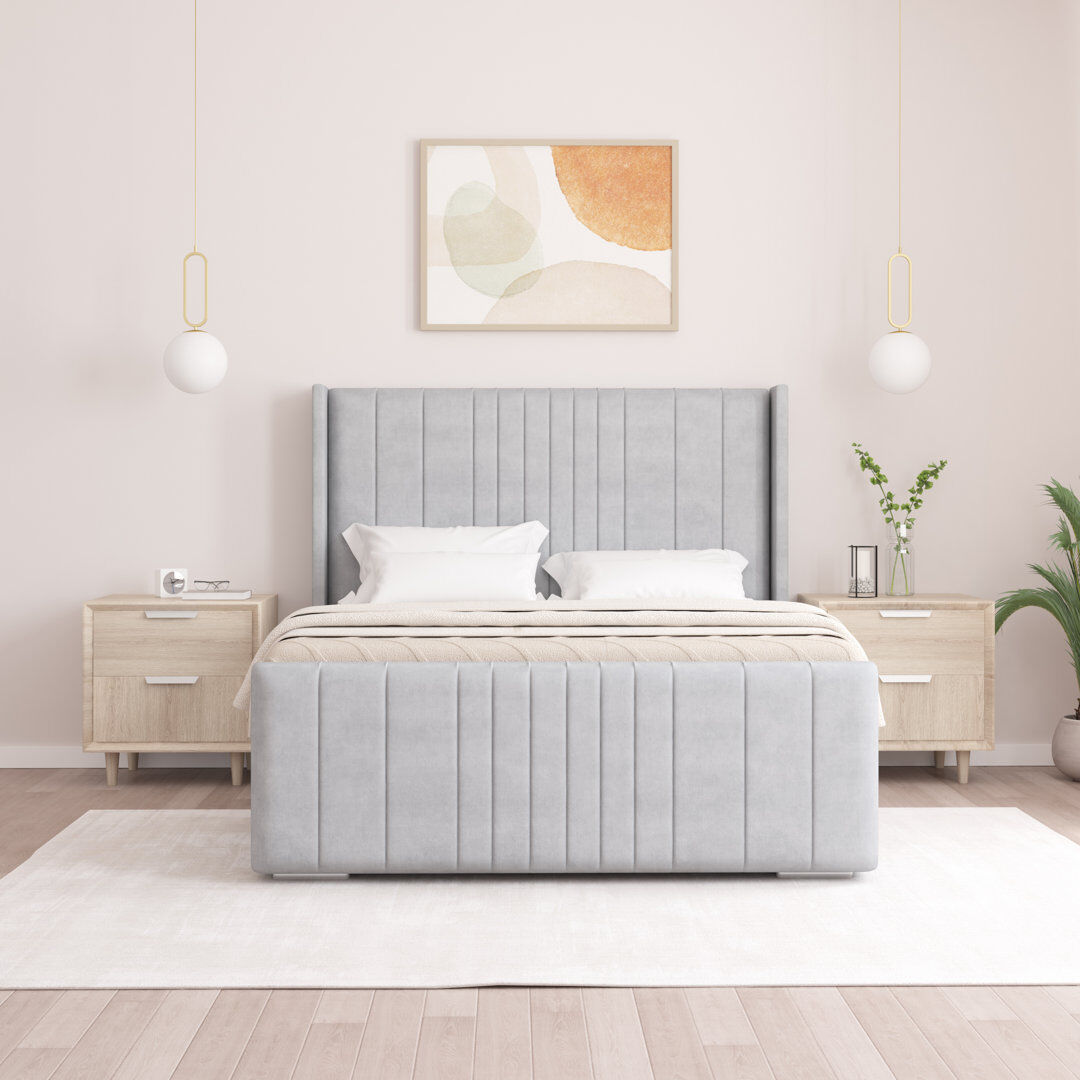 Etta Avenue Denzel Upholstered Bed Light Silver Double (4'6)