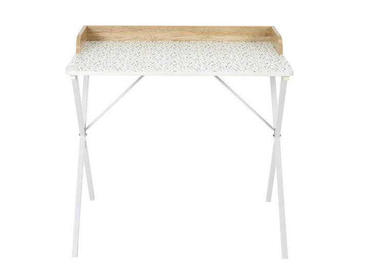 PINTO - Bureau Blanc Motifs Eclats Rebord Effet Bois