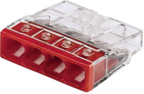 WAGO 2273-204-100 2273 Dosenklemme flexibel: - starr: 0.5-2.5 mm² Polzahl: 4 100 St. Transparent, Rot