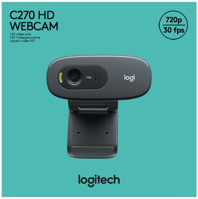 Logitech Webcam USB 3MP HD, sw, Retail C270 (960-001063)