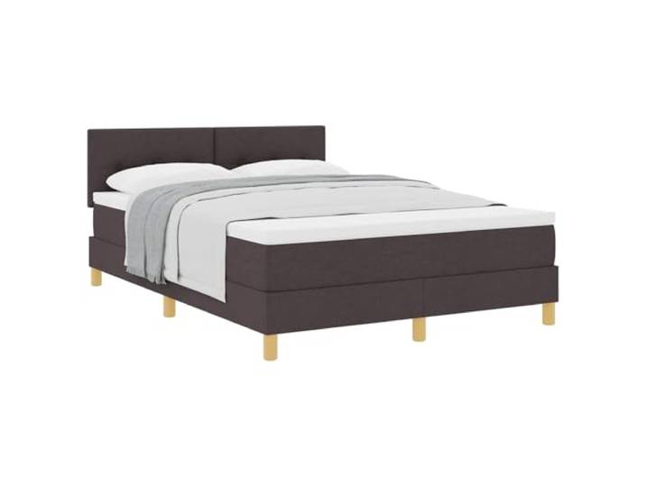 PUGYNBK Boxspringbett, 140 x 200 cm, Dunkelbraun Verstellbares Kopfteil, Lattenrost aus Holz und Metall, Schaumstoffmatratze mit Federn