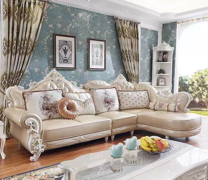 Ecksofa L-Form Wohnlandschaft Couch Möbel Leder Holz Sofa Chesterfield