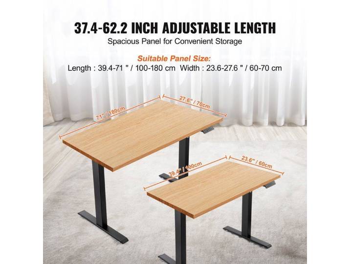 Luscriate - Cadre bureau debout longueur 95-158 cm base poste travail ergonomique pour maison bureau cadre uniquement noir