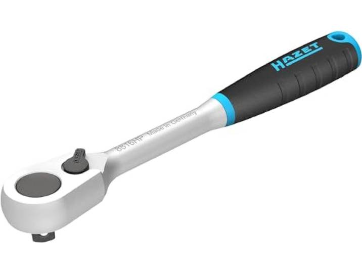 Cliquet réversible à denture fine HAZET HiPer 8816HP I Sortie à 4 pans 3/8 pouces\, petit angle d'actionnement\, extrêmement résistant\, chromé I Utilisation dans les espaces de montage les plus étroits