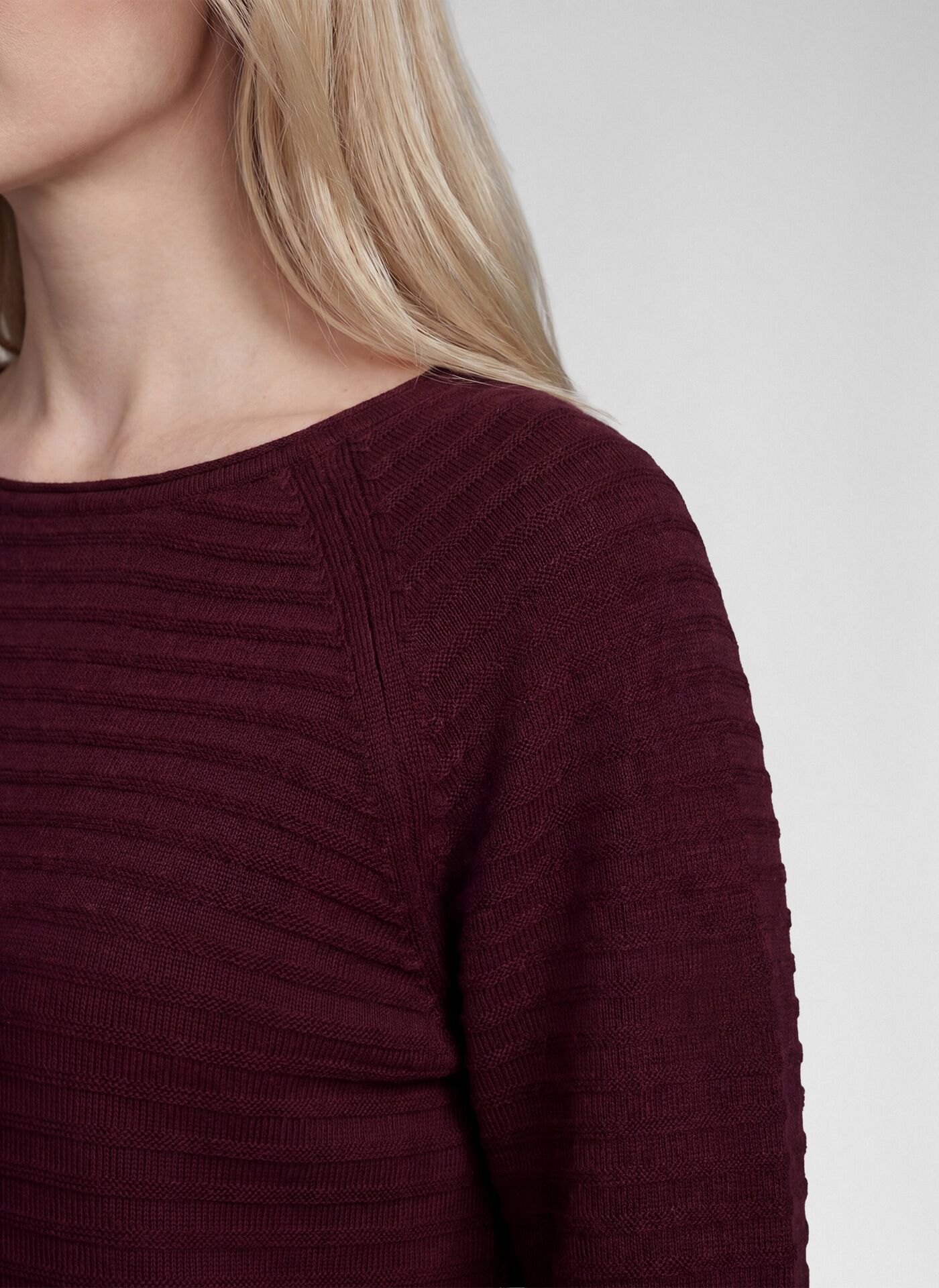 Strickpullover RABE, Damen, Gr. 48, rot (merlot), Strick, Obermaterial: 60% Baumwolle, 40% Polyacryl, unifarben, tailliert hüftbedeckend, Rundhals, Rollkante, Pullover Strickpullover merlot 48