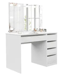 SCHMINKTISCH Bella Weiß Hochglanz 110 cm mit Spiegel und LED Beleuchtung