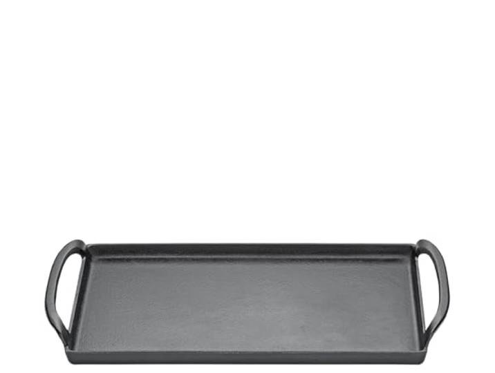 KÜCHENPROFI PROVENCE Plancha-Grillplatte, 38x23 cm, emailliertes Gusseisen Gusseisen-Grillpfanne, für Induktion und alle Herdarten, rechteckig, geeignet für Grillgeräte, emailliert, schwarz