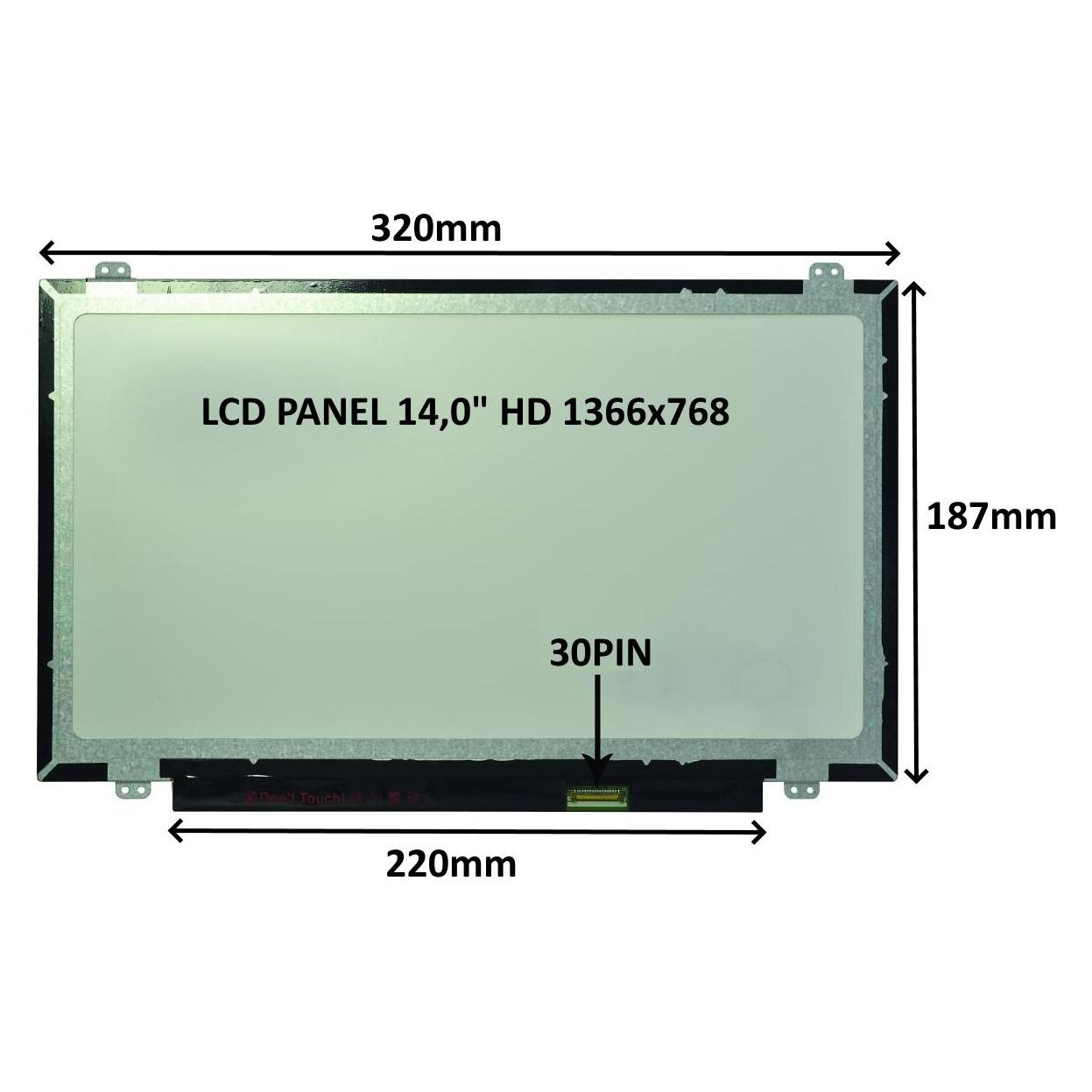 SIL LCD PANEL 14,0" HD 0PIN MATNÃ / ÚCHYTY NAHOÅE A DOLE (77046738)