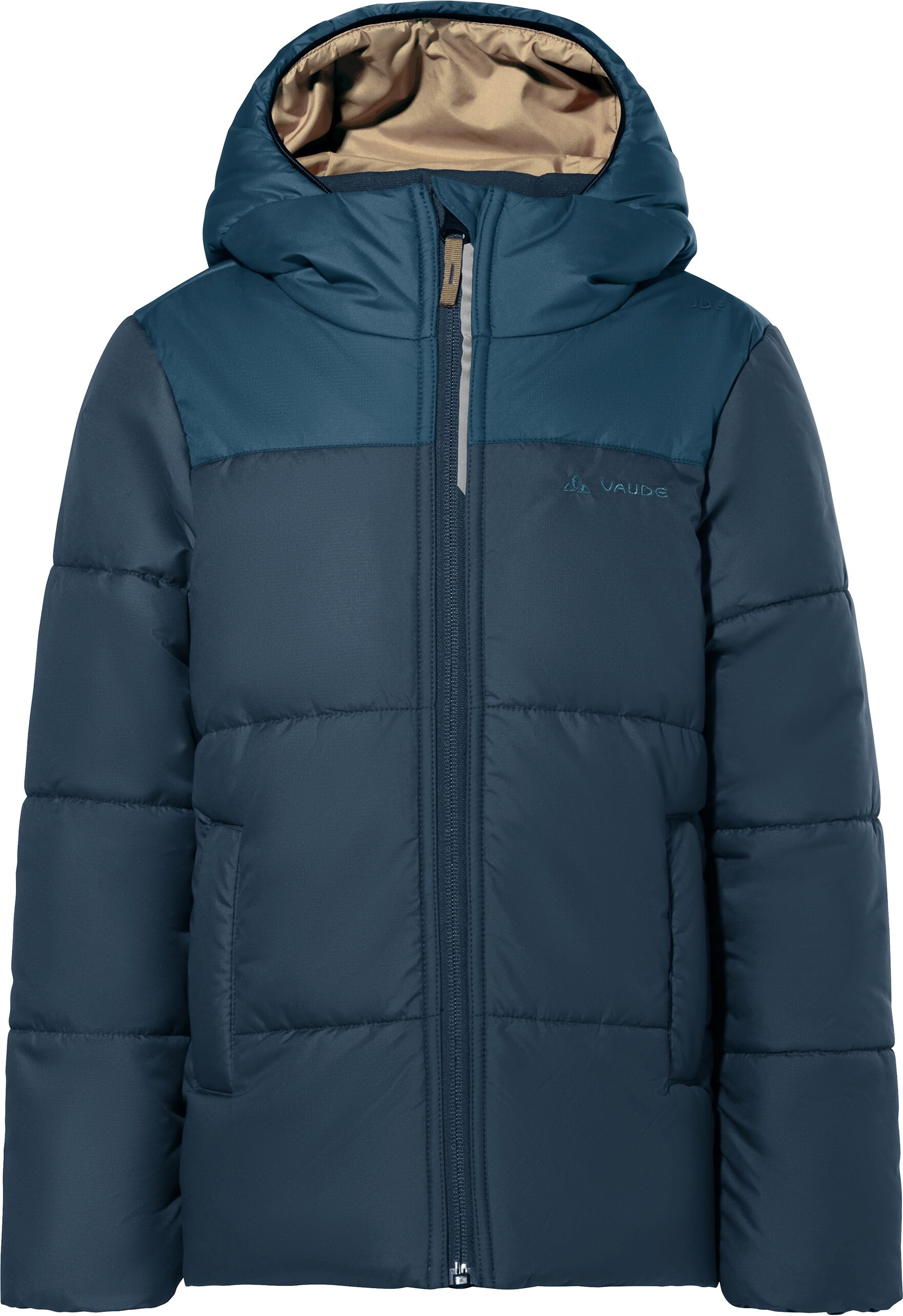 Outdoorjacke VAUDE "KIDS LULEA INSULATION JACKET", Kinder, Gr. 122/128, blau (schwarz sea), Obermaterial: 100% Polyester. Futter: 100% Polyester. Wattierung: 100% Polyester, normal, Jacken Outdoorjacke, sportlicher Stil, wärmeisolierend, für Kinder und Ju