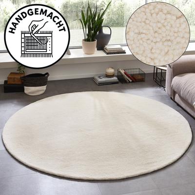 Wollteppich OTTO HOME "Gabbo Natur, Handgefertigt, Teppich, reine Wolle, meliert" Gr. 10, beige (natur), H:14mm Ø:200cm, Wolle, Teppiche, reine Wolle, Uni, Wohnzimmer, Schlafzimmer, Esszimmer