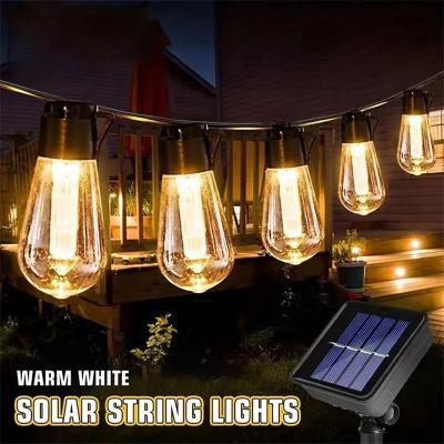 Inspired Living Solar Vintage Edison String Lights Outdoor Waterproof Patio Garden Fairy Lights 20bulbs