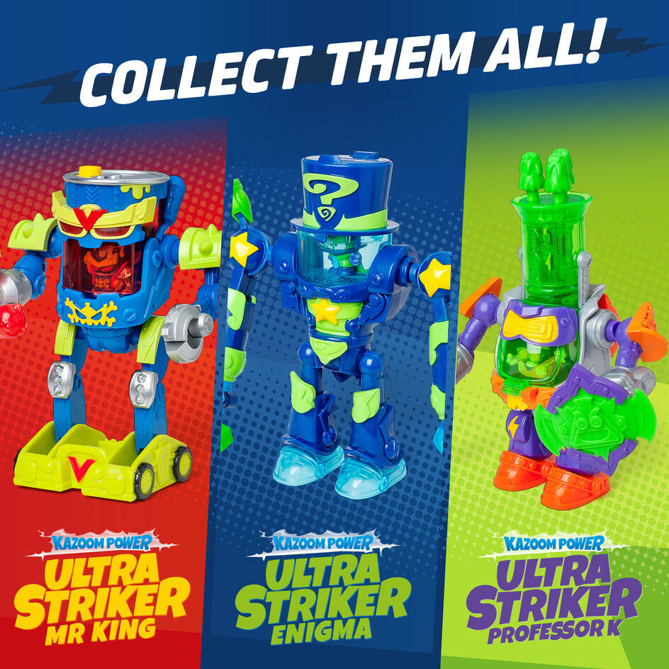 Magic Box SuperThings Kazoom Power Ultra Striker Enigma Robot - Articulated Arms & Legs - Ages 4 and Up - Blue, Green, Translucent