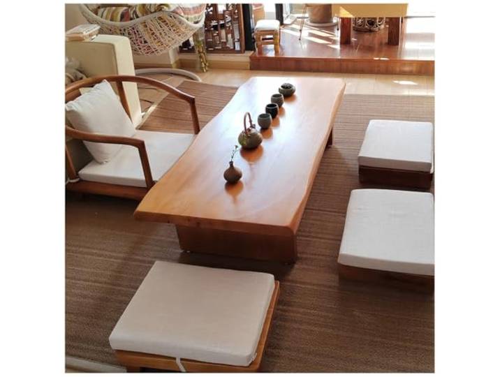 ASKLFNEI Vintage-Tatami-Tisch aus Massivholz – japanischer Bodentisch, niedriger rechteckiger Teetisch als Sitzgelegenheit auf dem Boden, Akzentmöbel für das Wohnzimmer(160x60x35cm)