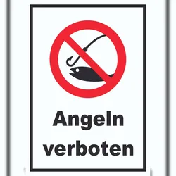 Angeln verboten Schild A2 Rückseite selbstklebend