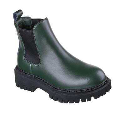 Chelseaboots SKECHERS "MODERN RUGGED-THE VOYAGER", Damen, Gr. 37, Textil, grün (dunkelgrün), Leder, Schuhe Chelseaboots, Stiefelette mit Memory Foam - Ausstattung