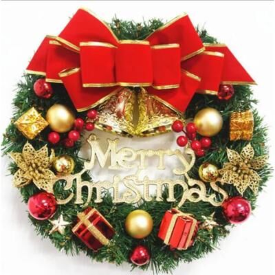 Discount Dollar Deals Merry Christmas Garland Decoration, Artificial Greenery Wreath For Holiday Decor Merry Christmas Garland Decoration, Artificial Greenery Wreath For Holiday Decor