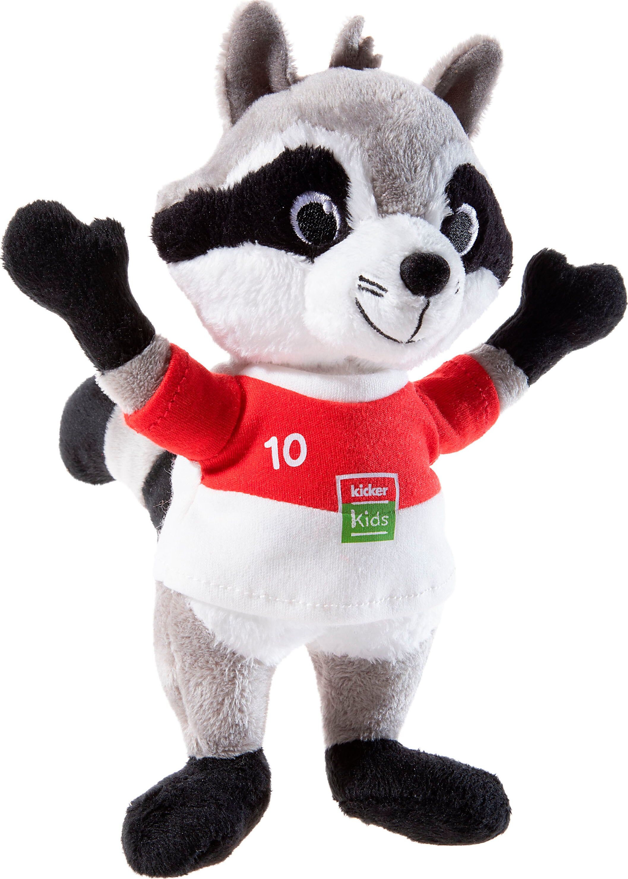Kuscheltier HEUNEC "Kicker Kids, Waschbär Pele", schwarz-weiß (grau, schwarz, weiß), Plüschfiguren, KinderH:22cm, Kuscheltier, H:22cm