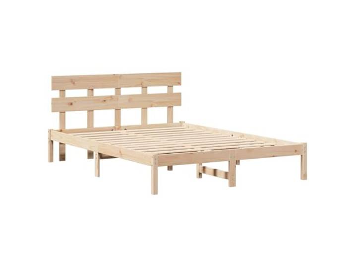 PUGYNBK Bettgestell Braun 150 x 200 cm Kiefer Massivholz Kopfteil im Lieferumfang enthalten, modernes Design, robust und langlebig, einfache Reinigung