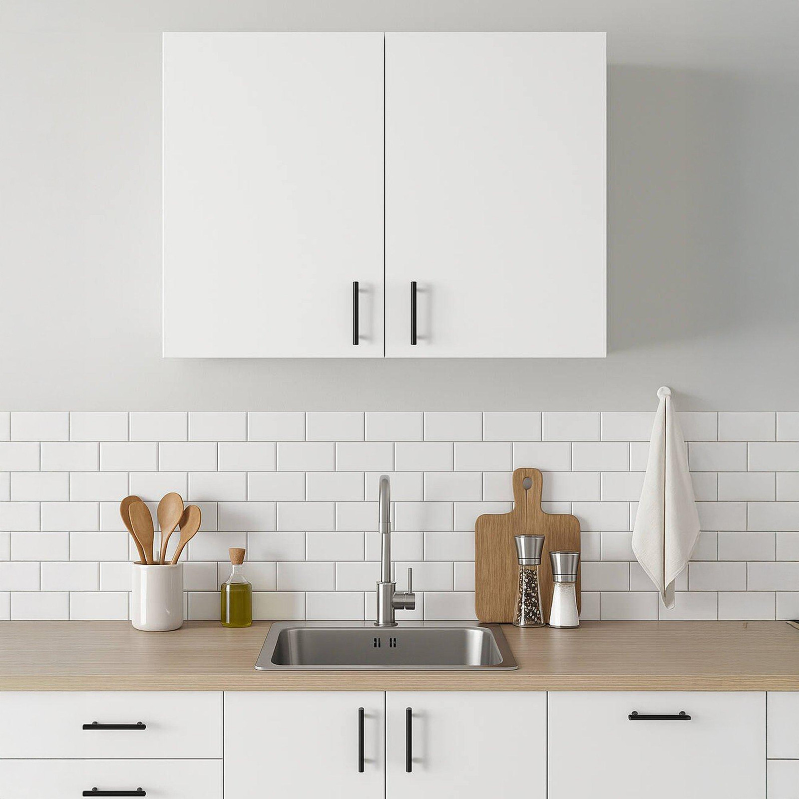 Dmora Wandkast met aluminium details voor keuken of badkamer