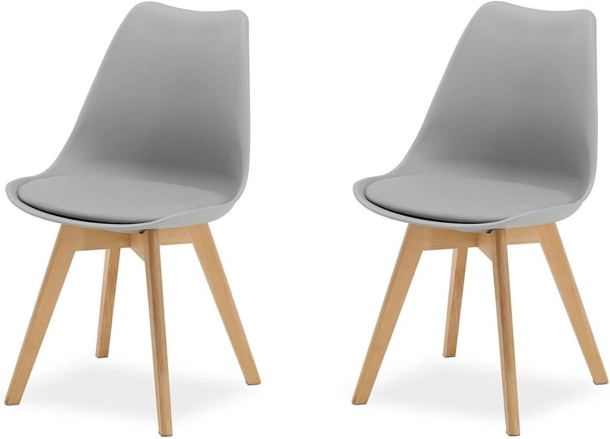 Set van 2 Scandi-design eetkamerstoelen - Grijs