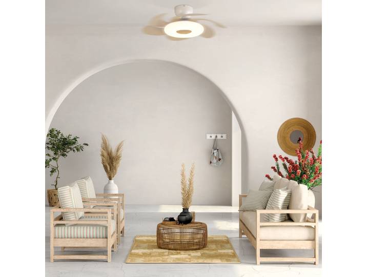 Ventilateur de plafond LED Flower en bois, moteur à courant continu, Mantra Iluminación - Salon / séjour - Moderne - Plastique