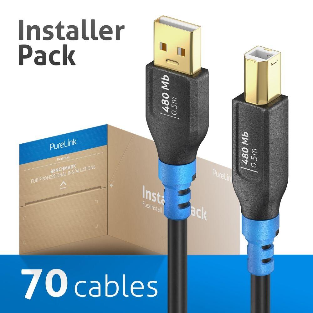 PureLink FlexInstall USB-A auf USB-B Kabel USB 2.0 480Mbps 0.50m - Installer Pack 70 Stk. FI-U200-005-PCK
