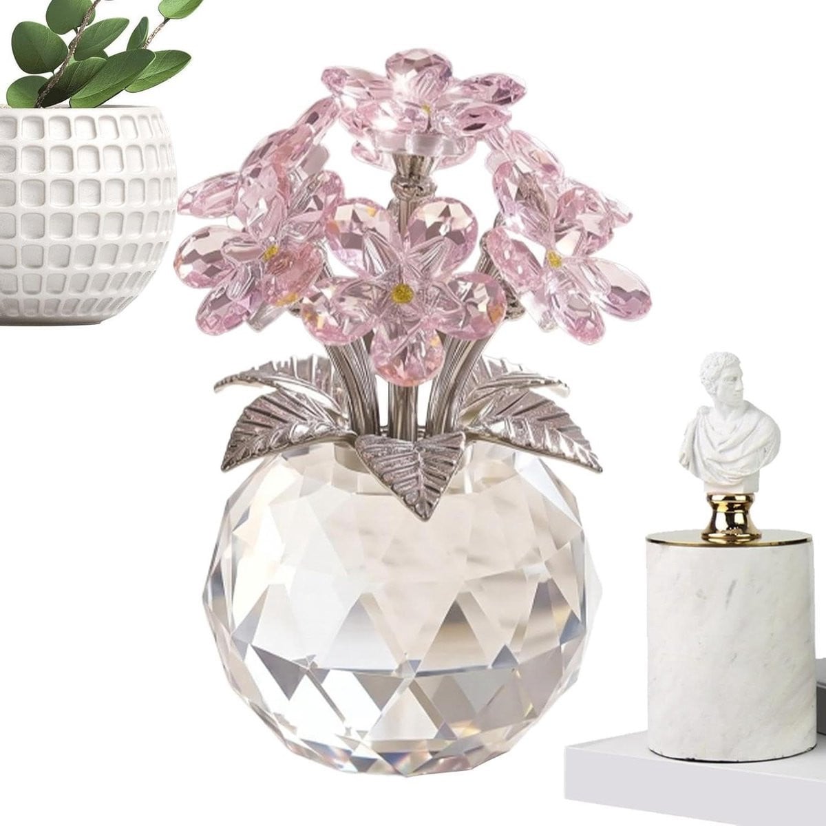 Kristallen Boeket Beeldje - Decoratief Bloemen Ornament voor Woonkamer Decoratie