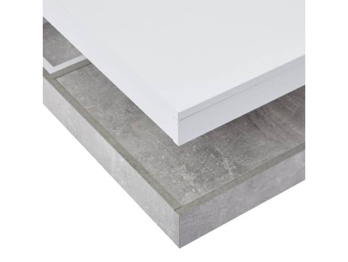 Drehbarer Couchtisch 70x70x36cm mit Ablagefach, Marmor Drehbare Tischplatte, 30 kg Tragfähigkeit, Ablagefach, 6,5 cm Bodenfreiheit, Spanplatte, weiß, 70 x 70 x 36 cm