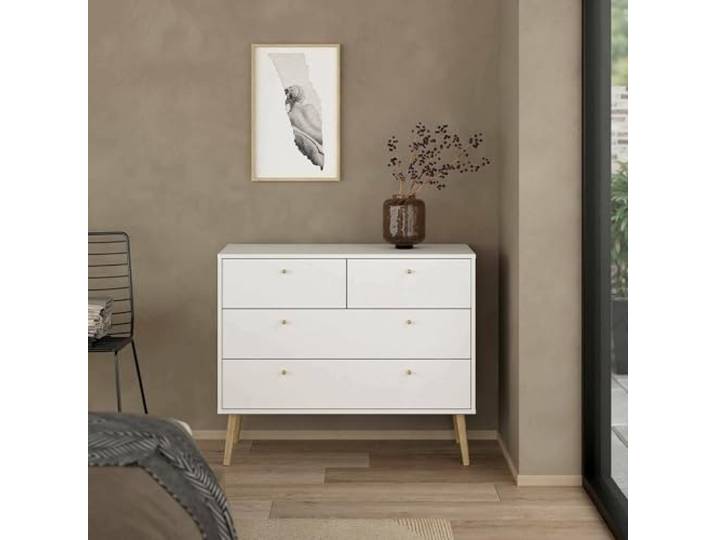 Dmora - Kommode Tiffany, Mehrzweckkommode, Schlafzimmerkommode, Schrank mit Schubladen, 99x39 h82 cm, Weiß