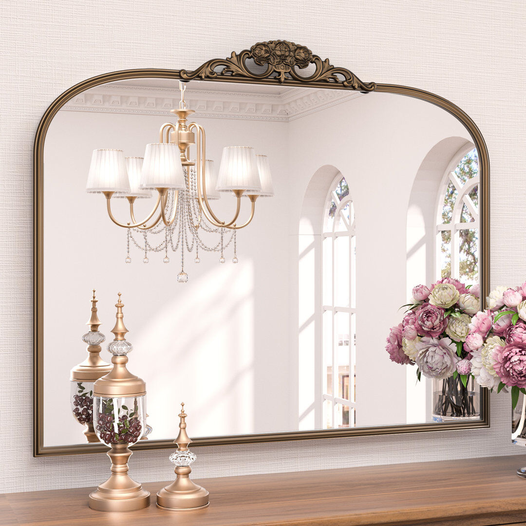 EUkeonjinn Arch Decorative Wall Accent Mirror Antique Gold 76.2cm x 101.6cm