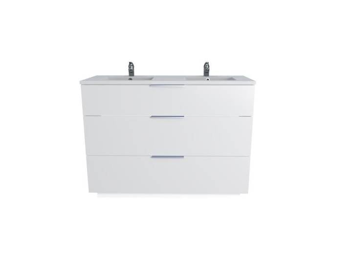 Meuble sous-vasque 3 tiroirs MARBELLA 120 cm + vasque / Blanc