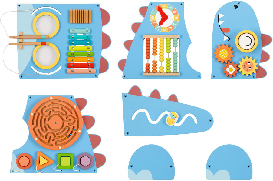 Tooky Toy Panel de actividades de dinosaurios de madera a partir de 18 meses