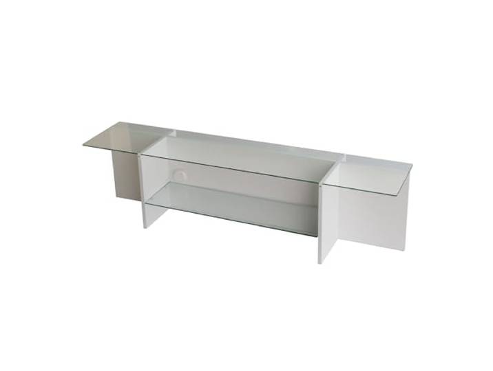 Moderner weißer TV-Ständer, 158 cm 100% gehärtetes Glas & melaminbeschichtete Spanplatte, 18 mm stark Stilvolles & funktionales Design für Zuhause