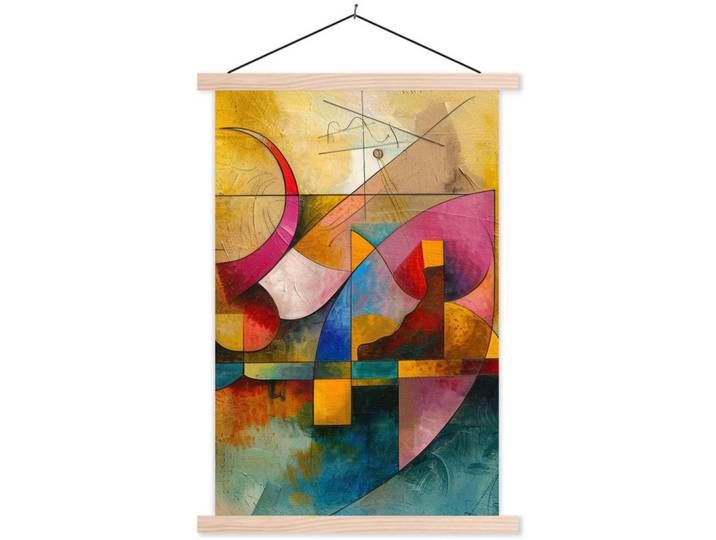 MuchoWow Poster MIT Magnetleisten - Kunst - Abstrakt - Modern - 60x90 cm, Gelb, Textil, Rechteckig, 60x90x0.15 cm, Bilder & Rahmen, Bilder, Wandbilder