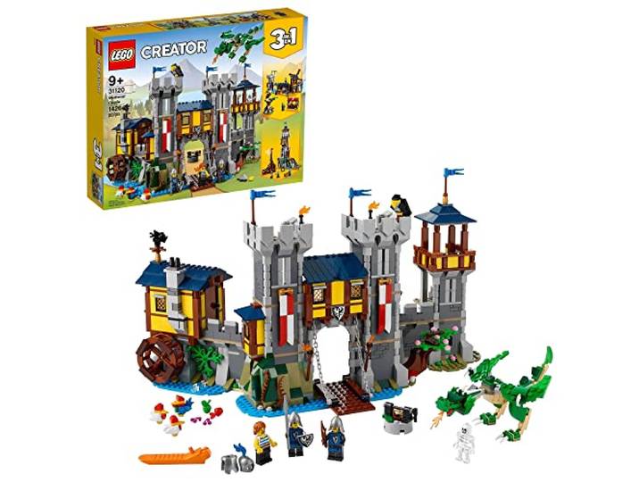 LEGO Creator 3in1 Medieval Castle 31120 Building Kit; Castle with Moat and Drawbridge, Plus 3 Minifigures; New 2021 (1,426 Pieces)