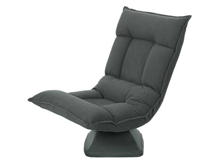 WOVREO fauteuil de sol pivotant 360° pliable dossier réglable 5 positions polyester gris foncé