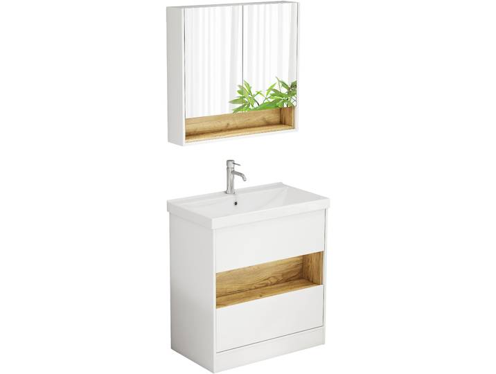 Badezimmer-Set WELLTIME Valencia , weiss (wess), MDF, Kastenmöbel-Sets, Badezimmer-Set