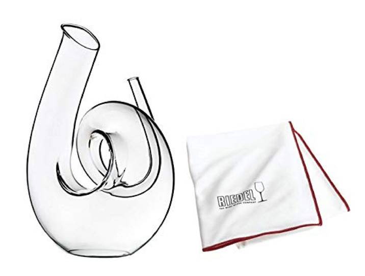 Riedel Dekanter Set Curly mit Riedel Glastuch (2011/04 S1 + 5010/07) Vorteilsset