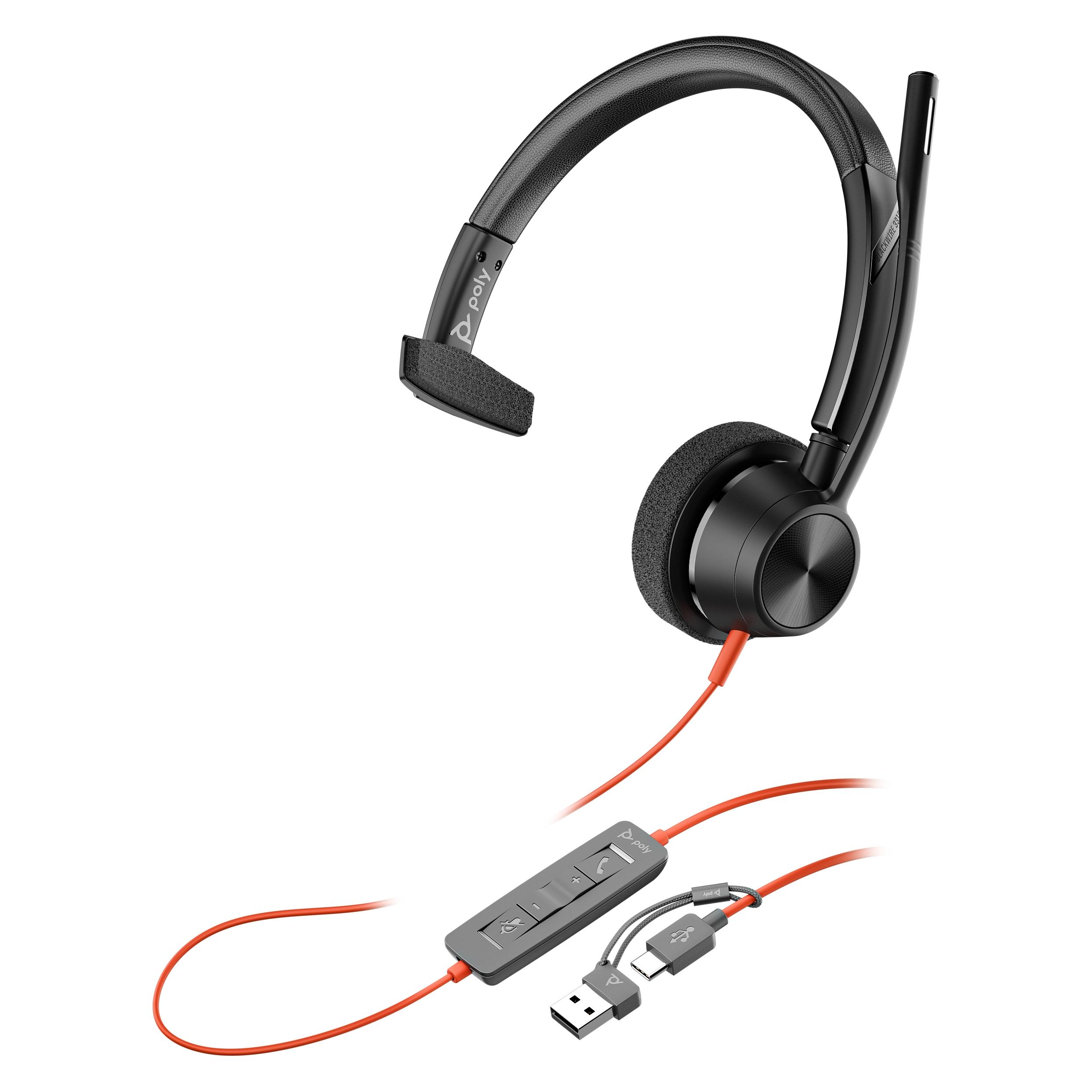HP Poly Blackwire 3310 Monaurales USB-C-Headset + USB-C/A-Adapter (Kabelgebunden, USB-C) (8X215AA)