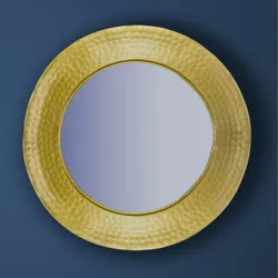 Wandspiegel Rund Metall Gold 60 cm Hammerschlag-Optik