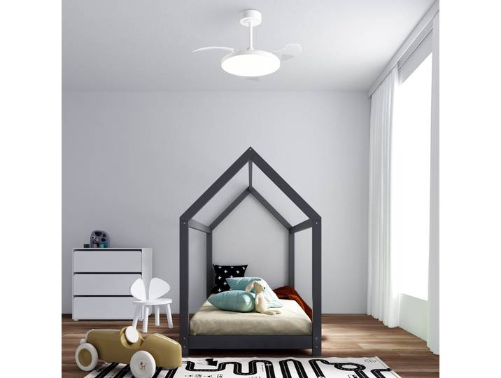 LED-Deckenventilator Slim Mini weiß DC leise CCT - Mantra Mantra Iluminación - Wohnzimmer - Modern - Metall