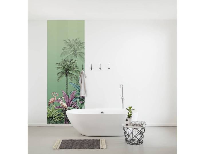 Papier peint intissé Jungle Flamingo 100 x 280cm Vert
