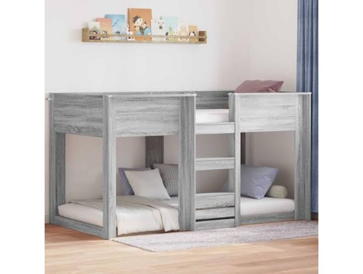 RJPLMFV Etagenbett, Holz, Technik, Grau, 80 x 200 cm 2 Betten, inkl. Latten, modernes Design, platzsparend, Kinderzimmer