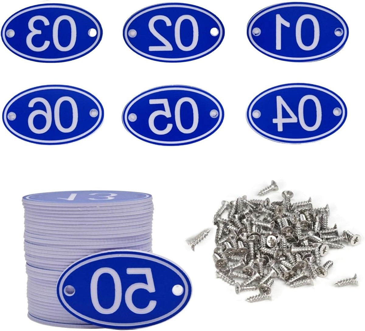 Locker Tags Tafelnummers voor Gastentafel Identificatie - Blauw - 50 stuks - Duurzaam ABS Plastic