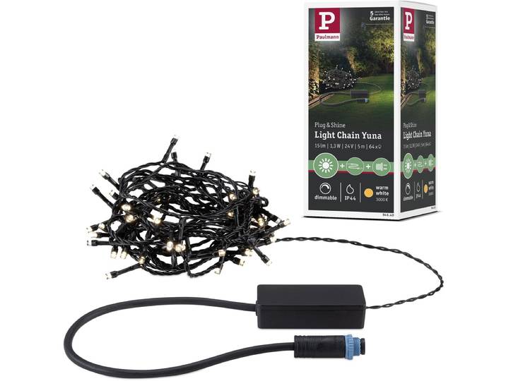 Plug & Shine LED-lichtketting Yuna 3000K 5m IP44 1\,3W Zwart