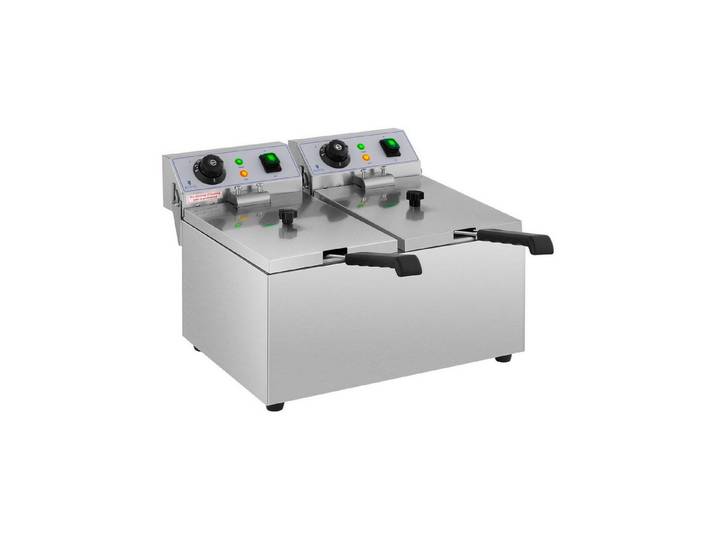 Royal Catering Fritteuse RCEF 08DB, 6400 W, 2 x 8 L Doppel Edelstahl Elektro Gastronomie